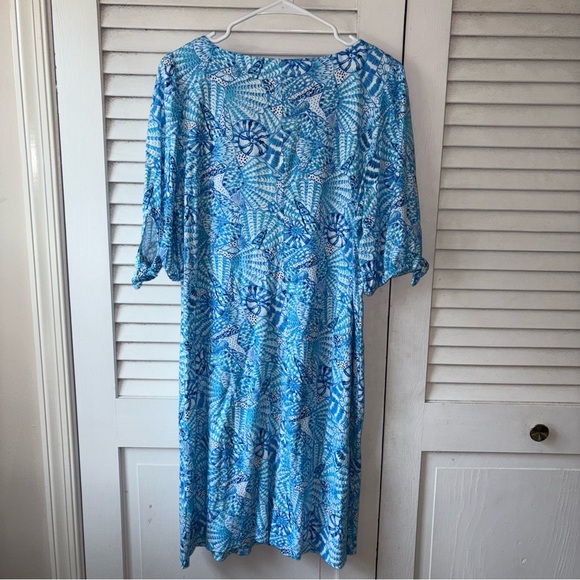 Lilly Pulitzer Easley Short Sleeve Dress Amalfi Blue By The Seashore size Large - Picture 6 of 8